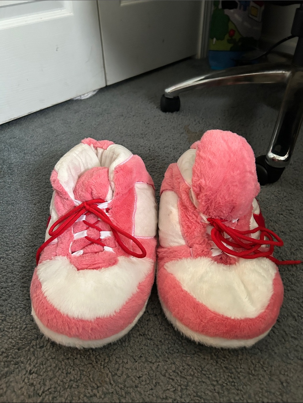 Kids Plush Pink and White Cozy Slippers - Soft Indoor Shoes